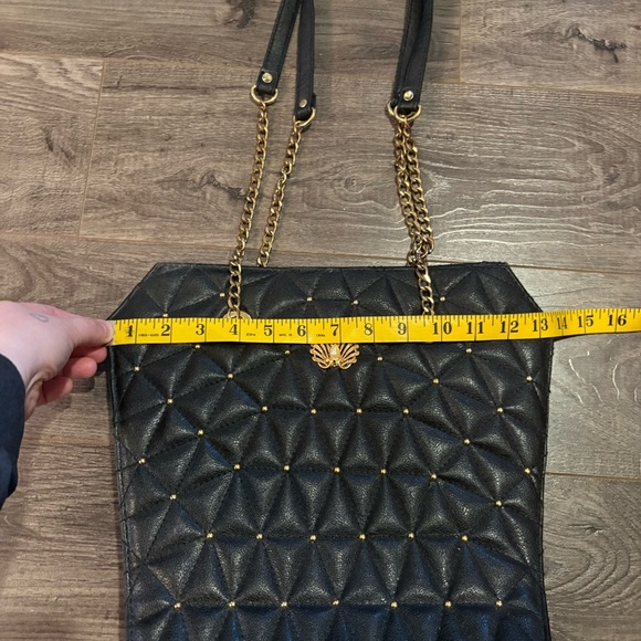 Vintage purse Victorian coffin style purse quilted black leather goth dark - Picture 12 of 14